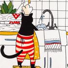 Набор кухонных полотенец Доляна «Котик на кухне» 35х60см-2шт, 100% хл - Фото 5