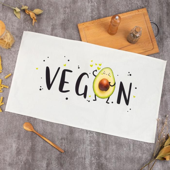 Полотенце Этель "Vegan" 40х73 см, 100% хлопок, саржа 190 гр/м2 - Фото 1