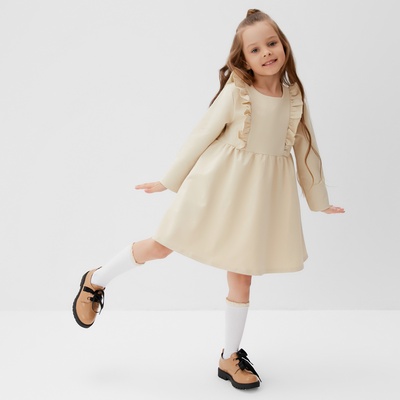 Платье с рюшами для девочки KAFTAN: Basic line, цвет кремовый, рост 110-116 см
