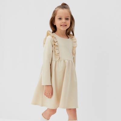 Платье с рюшами для девочки KAFTAN: Basic line, цвет кремовый, рост 110-116 см