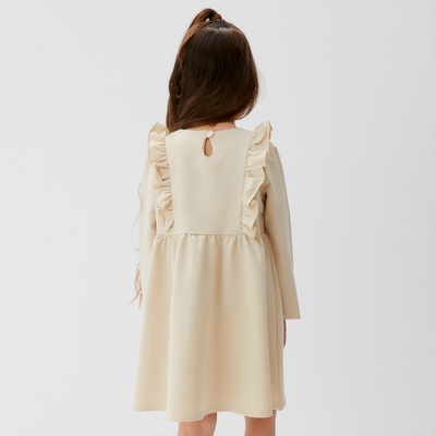 Платье с рюшами для девочки KAFTAN: Basic line, цвет кремовый, рост 110-116 см