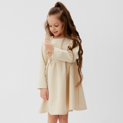 Платье с рюшами для девочки KAFTAN: Basic line, цвет кремовый, рост 110-116 см