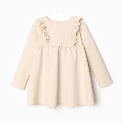 Платье с рюшами для девочки KAFTAN: Basic line, цвет кремовый, рост 110-116 см
