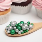 Посыпка кондитерская с глиттером "Блеск" зеленый, серебро 50 г - фото 21217016