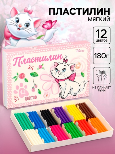 Пластилин 12 цветов 180 г «Мари», Коты-аристократы