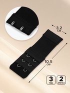 Застёжка для бюстгальтера, удлинитель, 3 ряда 2 крючка, 3.2×10.5 см, 5 шт., чёрная - Фото 2