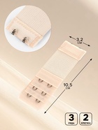 Застёжка для бюстгальтера, удлинитель, 3 ряда 2 крючка, 3.2×10.5 см, 5 шт., бежевая - Фото 2