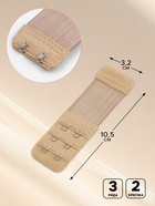Застёжка для бюстгальтера, удлинитель, 3 ряда 2 крючка, 3.2×10.5 см, 5 шт., бежевая - Фото 2