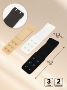 Застёжка для бюстгальтера, удлинитель, 3 ряда 2 крючка, 3.2×10.5 см, 3 шт. - Фото 2