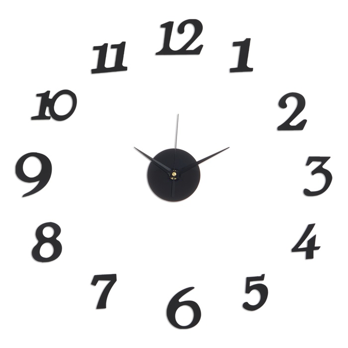 Часы настенные интерьерные, 3d «Ясмина», плавный ход, наклейка, большие, d=45 см, чёрные - Фото 1