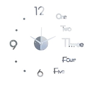 Часы-наклейка, серия: DIY, 'Биенн', плавный ход, d-45 см, сек.стрелка 13 см, 1 АА, серебро