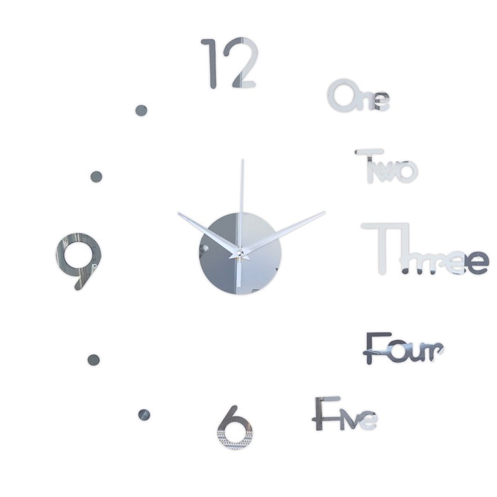 Часы-наклейка, серия: DIY, &quot;Биенн&quot;, плавный ход, d-45 см, сек.стрелка 13 см, 1 АА, серебро