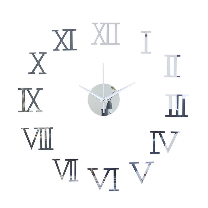 Часы-наклейка, серия: DIY, &quot;Аннита&quot;, дискретный ход, d-50 см, сек.стрелка 12 см, АА, серебро