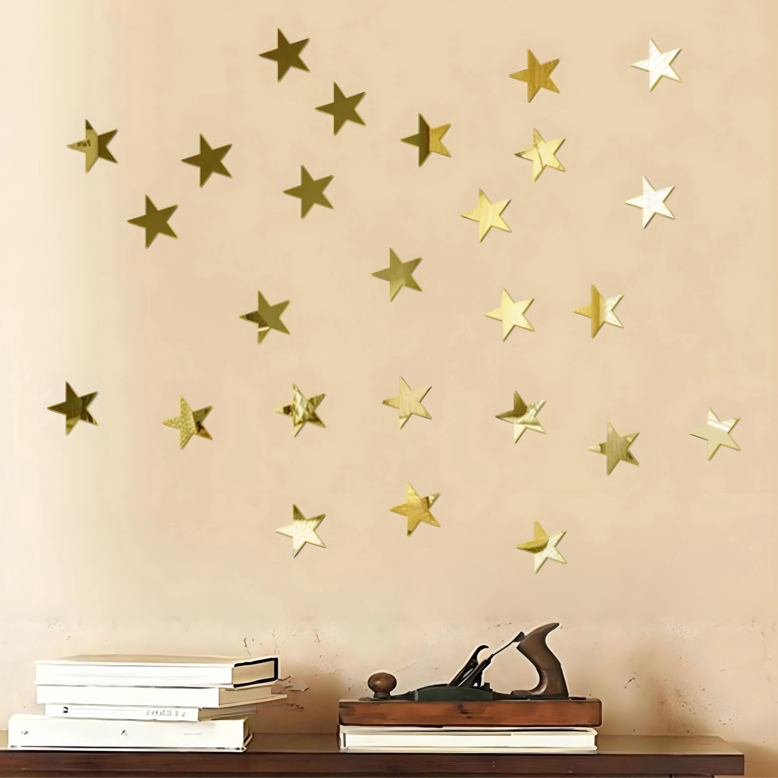 Наклейки интерьерные «Звёздочки», зеркальные, декор на стену, набор 50 шт 5х5 см, золото Наклейки интерьерные «Звёздочки», зеркальные, декор на стену, набор 50 шт 5х5 см, золото