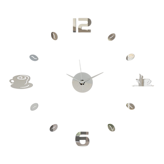 Часы настенные интерьерные для кухни, 3d "Время кофе", наклейка, большие, d-50 см - Фото 1