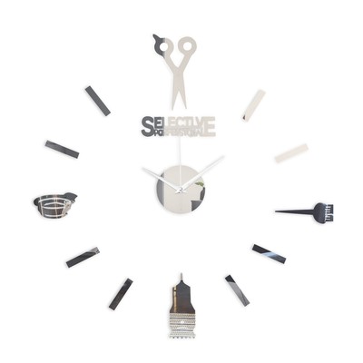 Часы-наклейка, серия: DIY, "Парикмахер", d-45 см, сек. стрелка 12 см, 1 АА, серебро