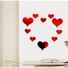 Декор настенный "Сердца", зеркальный, 10 элементов,14 х 15 см, 9 х 10 см, красный - фото 1315771
