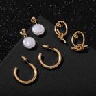 Серьги набор 3 пары «Юность» узел с жемчугом, цвет белый в золоте, d=2,3 5429406