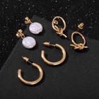 Серьги набор 3 пары «Юность» узел с жемчугом, цвет белый в золоте, d=2,3 5429406