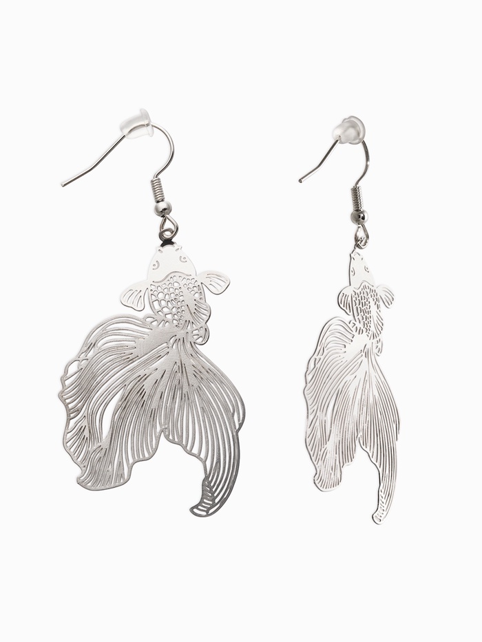 Серьги металл «Рыбка», волшебство, цвет серебро