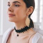 Серьги металл «Папоротник» листочек, цвет золото - Фото 3