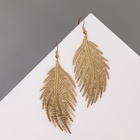 Серьги металл «Папоротник» листочек, цвет золото - Фото 4