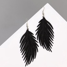 Серьги металл «Папоротник» листочек чёрные - Фото 6