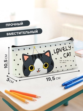 Пенал школьный Calligrata «Котик», на молнии, силиконовый, МИКС