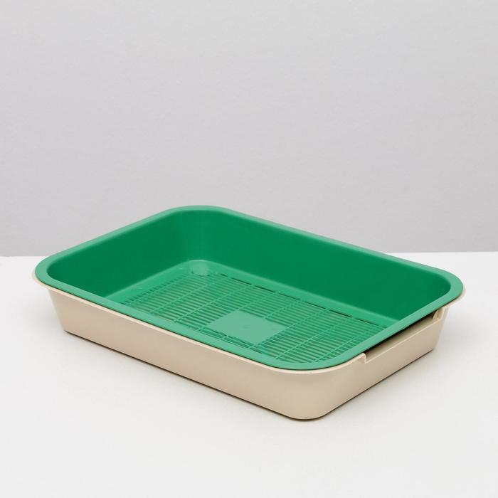 Туалет средний с сеткой 36 х 26 х 6,5 см, светло-зелёный/бежевый - Фото 1