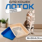 Туалет средний с сеткой 36 х 26 х 6,5 см, бежевый/тёмно-синий - Фото 1