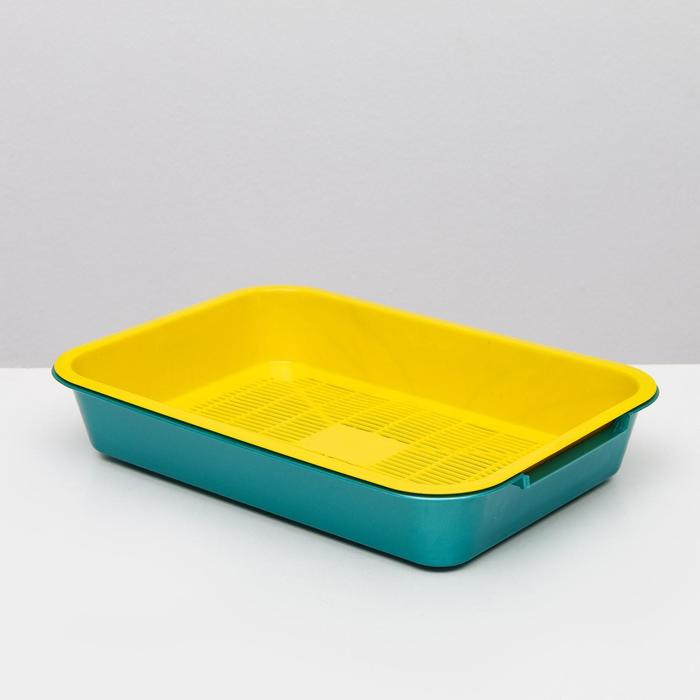 Туалет средний с сеткой 36 х 26 х 6,5 см, жёлтый/бирюзовый - Фото 1