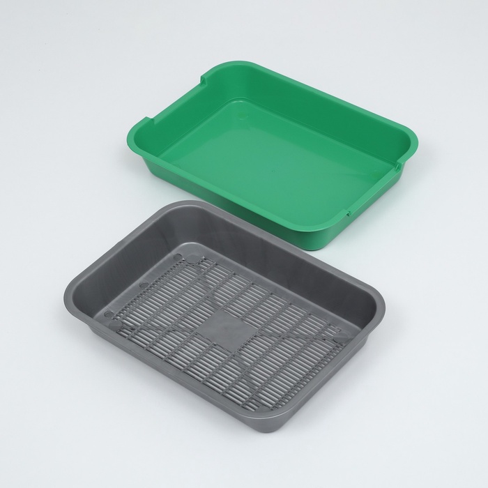 Туалет средний с сеткой 36 х 26 х 6,5 см, серый/ярко-зелёный - Фото 1