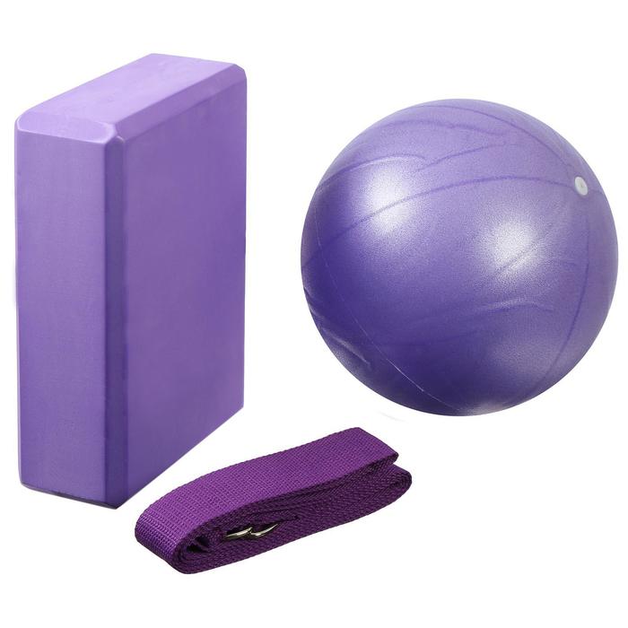 Набор для йоги Sangh: блок, ремень, мяч, цвет фиолетовый, уценка - Фото 1