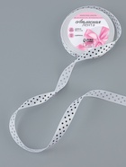 Лента атласная «Горошек», 15 мм, 23±1 м, белая №001 - Фото 2