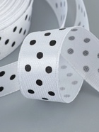 Лента атласная «Горошек», 15 мм, 23±1 м, белая №001 - Фото 4