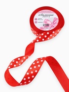 Лента атласная «Горошек», 25 мм, 23±1 м, красная №026 - Фото 2