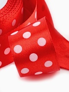 Лента атласная «Горошек», 25 мм, 23±1 м, красная №026 - Фото 4