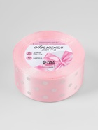 Лента атласная «Горошек», 40 мм, 23±1 м, розовая №004 - Фото 4