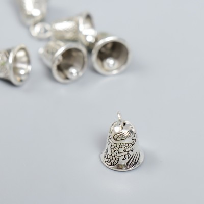 Металлический элемент, декоративная подвеска «Арт Узор. Колокольчик», серебро, набор 6 шт.