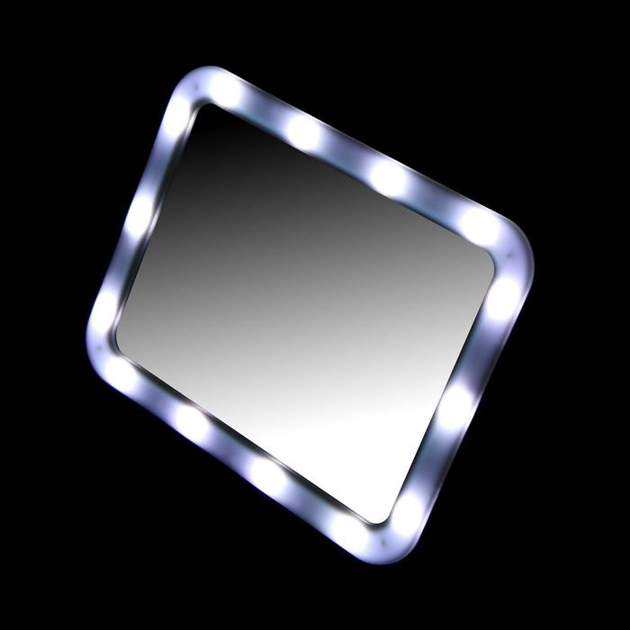 Зеркало Luazon KZ-01, подсветка, настольное, 14 диодов, 4хАА (не в комплекте), белое - Фото 1