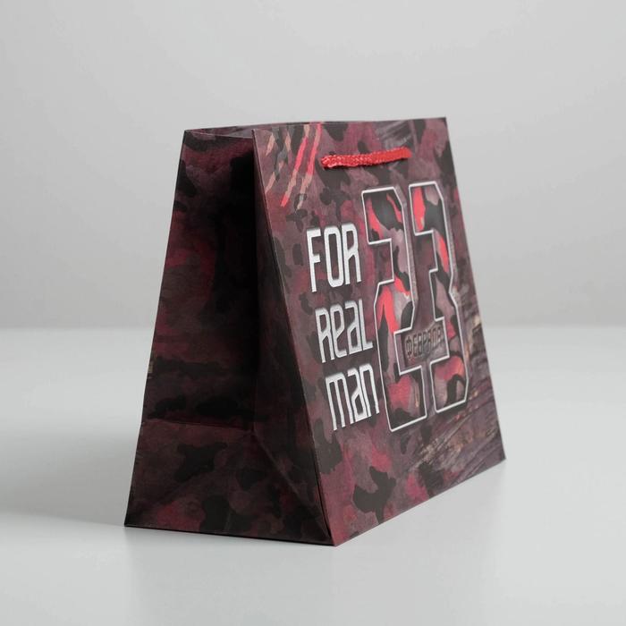 Пакет подарочный крафтовый горизонтальный, упаковка, «For real man», MS 23 х 18 х 10 см - фото 1908659450