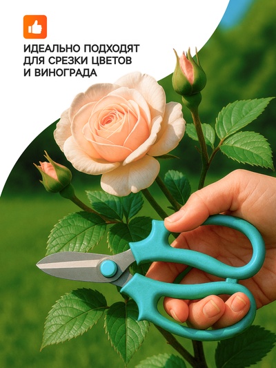 Ножницы садовые, 7" (18 см), с пластиковыми ручками