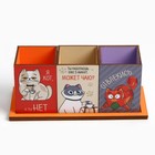 Органайзер для канцелярии тройной, на подставке «Коты», 6.5×6.3×9 см - Фото 5