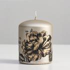 Свеча - цилиндр "Пионы", 7х9 см, шампань - Фото 1