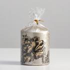 Свеча - цилиндр "Пионы", 7х9 см, шампань - Фото 3