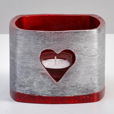 Лампион - подсвечник на 1 свечу «Желание», 13×13×9.5 см, серебряный, квадратный
