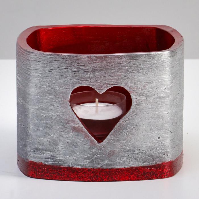 Лампион-подсвечникна 1 свечу «Желание», 13×13×9.5 см, серебряный, квадратный - Фото 1