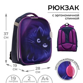 Рюкзак каркасный школьный, 37 х 28 х 19 см, Calligrata К "Котик"