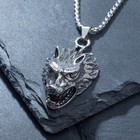 Кулон-амулет «Помпеи» волк, цвет чернёное серебро, 70 см - фото 6391443