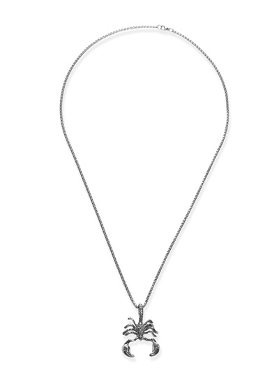 Кулон-амулет «Помпеи» скорпион, цвет чернёное серебро, 70 см